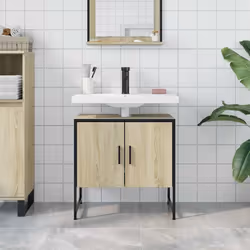 Mobile Lavabo Bagno Rovere Sonoma 60x33x60 cm Legno Multistratocod mxl 113455 - Vista aggiuntiva 3