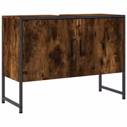 Mobile Lavabo Bagno Rovere Fumo 60x30x60 cm Legno Multistratocod mxl 89911 - Vista aggiuntiva 2