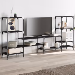 Mobile Porta TV Nero 206,5x28,5x95 cm in Legno Multistratocod mxl 114721 - Vista aggiuntiva 3