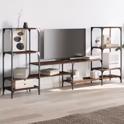 vidaXL Mobile TV Rovere Marrone 206,5x28,5x95 cm in Legno Multistrato - Vista aggiuntiva 3