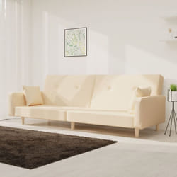 Vidaxl - Divano Letto a 2 Posti con 2 Cuscini Crema in Tessuto 35582