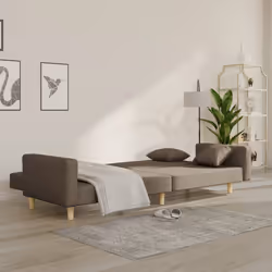 Divano Letto a 2 Posti con 2 Cuscini Tortora in Tessutocod mxl 87463 - Vista aggiuntiva 3