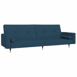vidaXL Divano Letto a 2 Posti con 2 Cuscini Blu in Velluto - Vista aggiuntiva 2