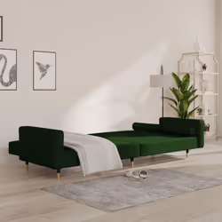 Divano Letto a 2 Posti con 2 Cuscini Verde Scuro in Vellutocod mxl 87849 - Vista aggiuntiva 3