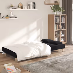 vidaXL Divano Letto a 2 Posti con 2 Cuscini Nero in Tessuto - Vista aggiuntiva 3