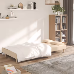 vidaXL Divano Letto a 2 Posti con 2 Cuscini Crema in Tessuto - Vista aggiuntiva 3