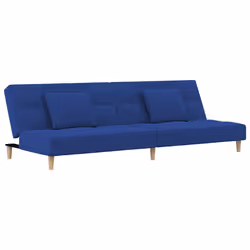 vidaXL Divano Letto a 2 Posti con 2 Cuscini Blu in Tessuto - Vista aggiuntiva 2