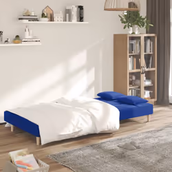 vidaXL Divano Letto a 2 Posti con 2 Cuscini Blu in Tessuto - Vista aggiuntiva 3