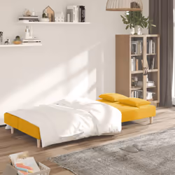 vidaXL Divano Letto a 2 Posti con 2 Cuscini Giallo in Tessuto - Vista aggiuntiva 3