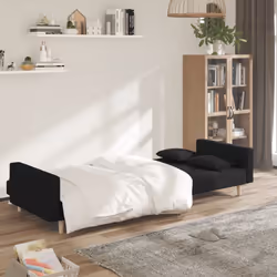 Divano Letto a 2 Posti con 2 Cuscini Nero in Tessutocod mxl 87853 - Vista aggiuntiva 3