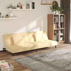 Divano Letto a 2 Posti con 2 Cuscini Crema in Vellutocod mxl 112631