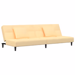 Divano Letto a 2 Posti con 2 Cuscini Crema in Vellutocod mxl 112631 - Vista aggiuntiva 2