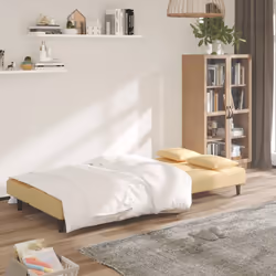 Divano Letto a 2 Posti con 2 Cuscini Crema in Vellutocod mxl 112631 - Vista aggiuntiva 3