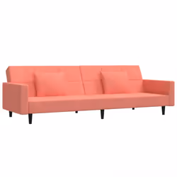 vidaXL Divano Letto a 2 Posti con 2 Cuscini Rosa in Velluto - Vista aggiuntiva 2