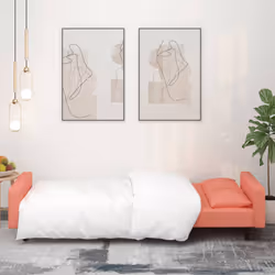 vidaXL Divano Letto a 2 Posti con 2 Cuscini Rosa in Velluto - Vista aggiuntiva 3