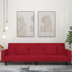Divano Letto a 2 Posti con 2 Cuscini Rosso Vino in Vellutocod mxl 89964