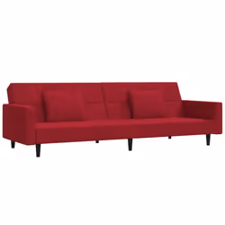Divano Letto a 2 Posti con 2 Cuscini Rosso Vino in Vellutocod mxl 89964 - Vista aggiuntiva 2