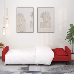 Divano Letto a 2 Posti con 2 Cuscini Rosso Vino in Vellutocod mxl 89964 - Vista aggiuntiva 3