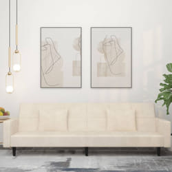 Vidaxl - Divano Letto a 2 Posti con 2 Cuscini Crema in Velluto 41206