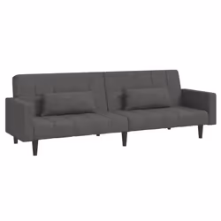 Divano Letto a 2 Posti con 2 Cuscini Grigio Scuro in Tessutocod mxl 87496 - Vista aggiuntiva 2