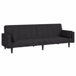 Divano Letto a 2 Posti con 2 Cuscini Nero in Tessutocod mxl 111507 - Vista aggiuntiva 2