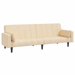 Divano Letto a 2 Posti con 2 Cuscini Crema in Tessutocod mxl 87495 - Vista aggiuntiva 2