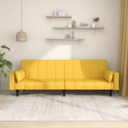 Vidaxl - Divano Letto a 2 Posti con 2 Cuscini Giallo in Tessuto 86748
