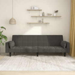 Divano Letto a 2 Posti con 2 Cuscini Grigio Scuro in Vellutocod mxl 87564