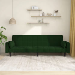 Divano Letto a 2 Posti con 2 Cuscini Verde Scuro in Vellutocod mxl 111562