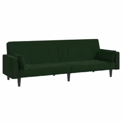 Divano Letto a 2 Posti con 2 Cuscini Verde Scuro in Vellutocod mxl 111562 - Vista aggiuntiva 2