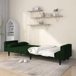 Divano Letto a 2 Posti con 2 Cuscini Verde Scuro in Vellutocod mxl 111562 - Vista aggiuntiva 3