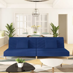 Vidaxl - Divano Letto a 2 Posti con 2 Cuscini Blu in Tessuto 89206