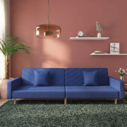 Vidaxl - Divano Letto a 2 Posti con 2 Cuscini Blu in Tessuto 34621