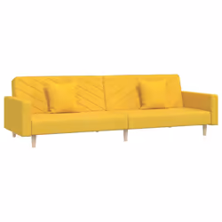 Divano Letto a 2 Posti con 2 Cuscini Giallo in Tessutocod mxl 87520 - Vista aggiuntiva 2