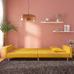 Divano Letto a 2 Posti con 2 Cuscini Giallo in Tessutocod mxl 87520 - Vista aggiuntiva 3