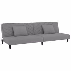 Divano Letto a 2 Posti con 2 Cuscini Grigio Chiaro in Vellutocod mxl 87469 - Vista aggiuntiva 2