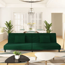 Divano Letto a 2 Posti con 2 Cuscini Verde Scuro in Vellutocod mxl 87563