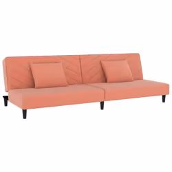 Divano Letto a 2 Posti con 2 Cuscini Rosa in Vellutocod mxl 111559 - Vista aggiuntiva 2
