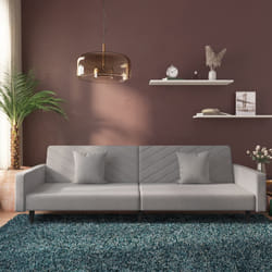 Divano Letto a 2 Posti con 2 Cuscini Grigio Chiaro in Vellutocod mxl 111481