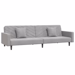 Divano Letto a 2 Posti con 2 Cuscini Grigio Chiaro in Vellutocod mxl 111481 - Vista aggiuntiva 2