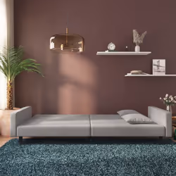 Divano Letto a 2 Posti con 2 Cuscini Grigio Chiaro in Vellutocod mxl 111481 - Vista aggiuntiva 3