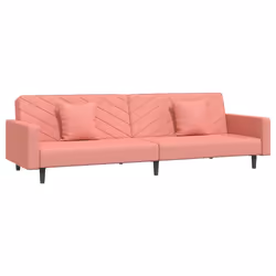 vidaXL Divano Letto a 2 Posti con 2 Cuscini Rosa in Velluto - Vista aggiuntiva 2