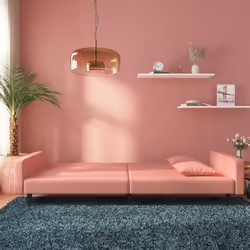 vidaXL Divano Letto a 2 Posti con 2 Cuscini Rosa in Velluto - Vista aggiuntiva 3