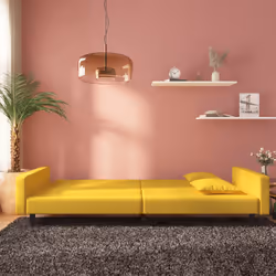 Divano Letto a 2 Posti con 2 Cuscini Giallo in Vellutocod mxl 111561 - Vista aggiuntiva 3
