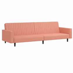 vidaXL Divano Letto a 2 Posti Rosa in Velluto - Vista aggiuntiva 2