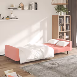 vidaXL Divano Letto a 2 Posti Rosa in Velluto - Vista aggiuntiva 3