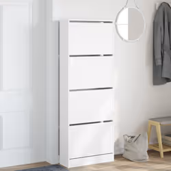 Scarpiera Bianca 60x21x163,5 cm in Legno Multistratocod mxl 86809 - Vista aggiuntiva 3