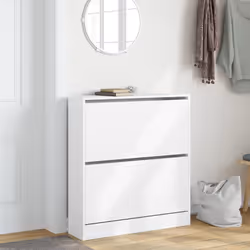Scarpiera Bianca 80x21x87,5 cm in Legno Multistratocod mxl 88576 - Vista aggiuntiva 3