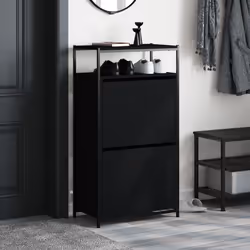 Scarpiera Nera 60x34x112 cm in Legno Multistratocod mxl 134807 - Vista aggiuntiva 3