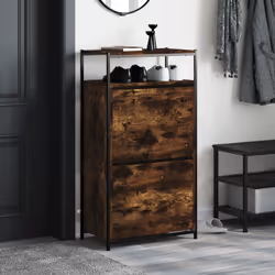 Scarpiera Rovere Fumo 60x34x112 cm in Legno Multistratocod mxl 110808 - Vista aggiuntiva 3